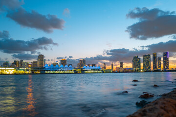 Fototapeta na wymiar Miami city night skyline. Miami cityscape at night.
