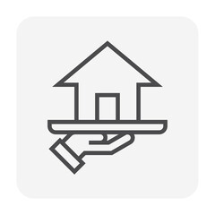 Housing estate and agent or realtors vector icon. Include home or house building. That people is specialize in real estate, property, law i.e. development, owned, sale, rent, buy, investment. 64x64 px