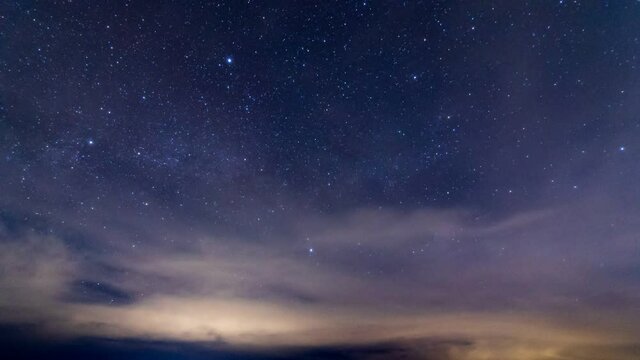 山から昇る天の川　星空の動き　タイムラプス 　6月