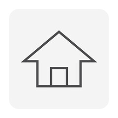 Obraz premium House or residential building with simple shape vector icon, symbol or pictogram design. That real estate or property for development, owned, sale, rent, buy, purchase or investment. 64x64 pixel.