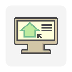 Search house vector icon. Consist of building on screen computer. That resident, agent or realtor to online find real estate or property for development, owned, sale, rent, buy or investment. 64x64 px