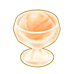 Ice cream scoop, a digital painting of small glass cup of vanilla gelato ice cream dessert raster 3D illustration isolated on white background.