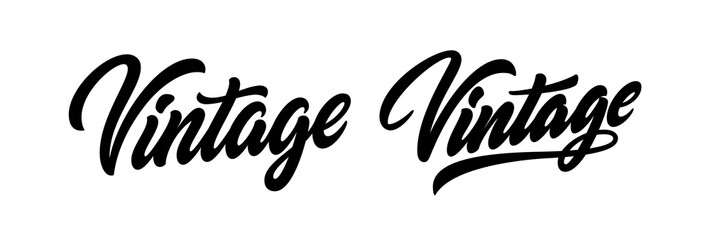 Word Vintage. Hand lettering for design of t-shirt, hoody, cap. Tee slogan design in modern calligraphy style.