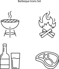 barbeque icons set isolated on white background. barbeque icon thin line outline linear barbeque symbol for logo, web, app, UI. barbeque icon simple sign.