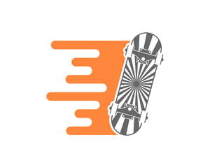 Skateboard with orange splash illustration