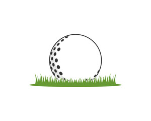 Golf ball on the green grass vector illustration