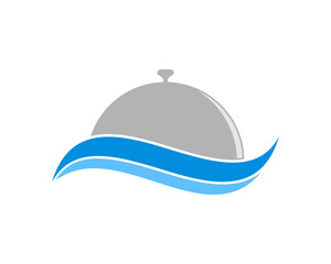 Fototapeta premium Food cloche on the sea wave