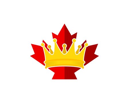 Red maple leaf with luxury crown inside