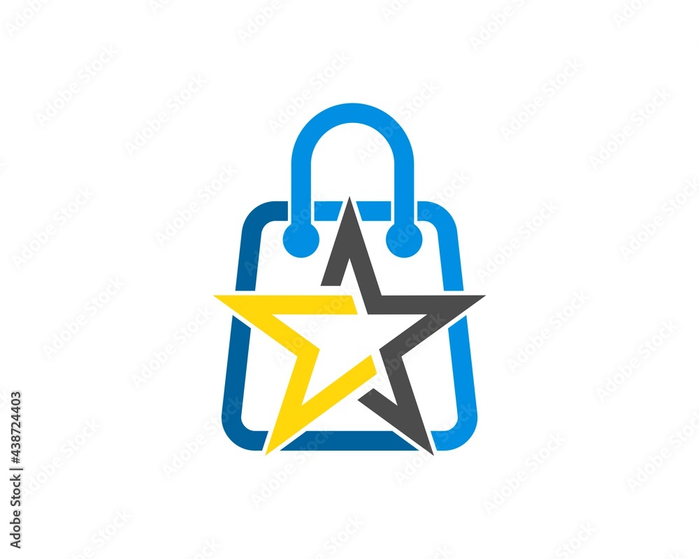Wall mural simple shopping paper bag with abstract star inside