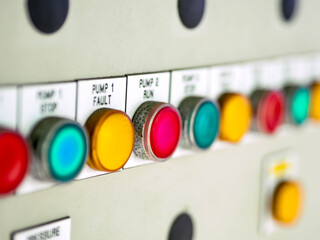 Push bottom switch and on-off lamp for show status of pump in power plant.