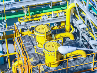 Fuel gas fitter systems in industry zone at Combined-Cycle Co-Generation power plant.