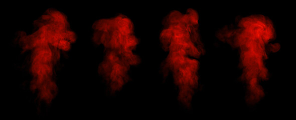 red smoke steam isolated black background