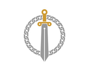 Sword with circle chain behind