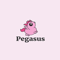 Cute pegasus logo template 
