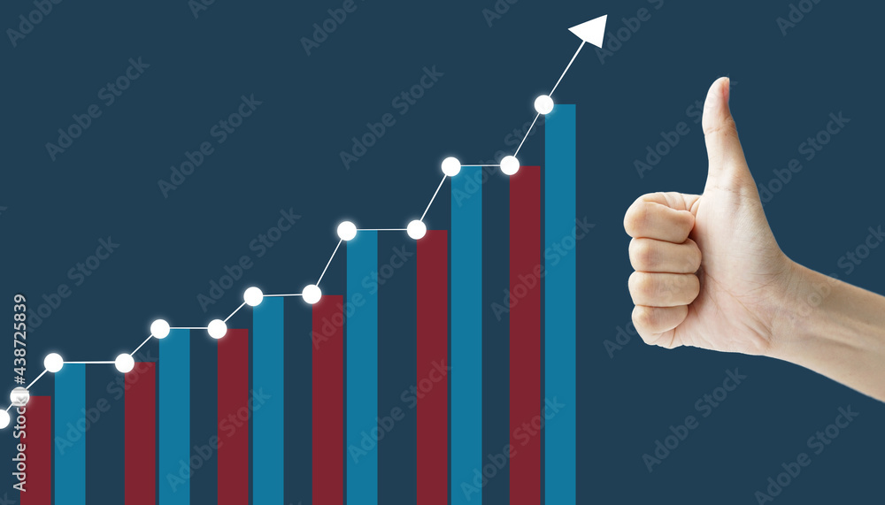 Wall mural hand signifies a good upward trend in the financial market