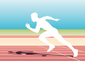 Man Sprinting Silhouette on Gradient Background