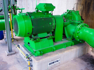 Pump and motor which popular to install with pipe in industrial such chemical, power plant, oil and gas.