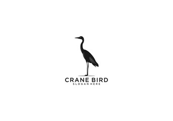 crane bird logo template in white background