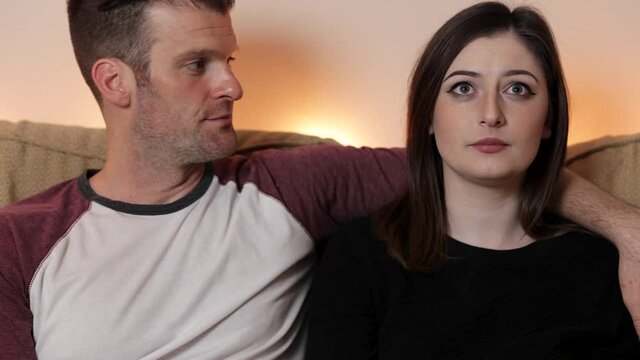 Man trying to kiss woman on first date, awkward, rejection, sadness. 4K 24FPS.