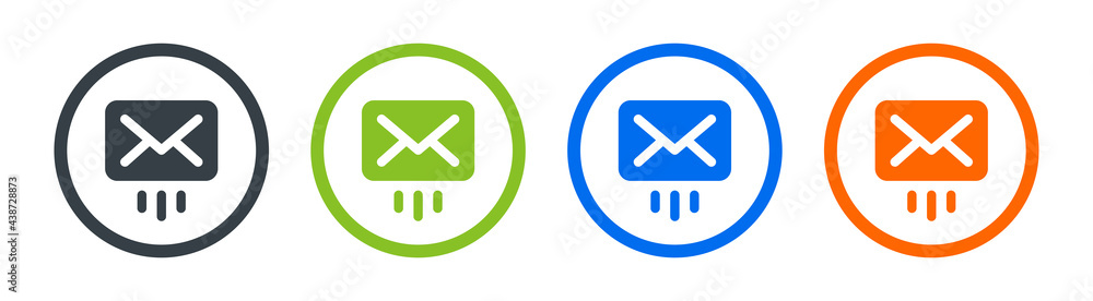 Poster sending mail message letter icons set graphic vector illustration.