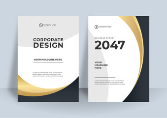 City Background Business Book Cover Design Template with Black Gold White Color