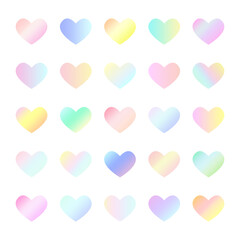 Gradient heart icon collection. Isolated on white background