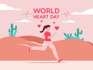 Vector illustration of a women runing, for world hearth day.