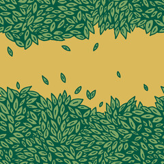 A lot of small green leaves seamless pattern in line. Nature background. For your design, packages, textile, crafts, fabric, wrapping paper.
