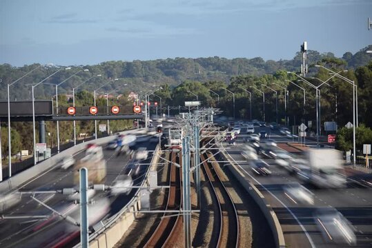 Timelapse. Freeway. Sunny,