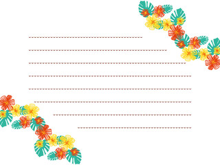 モンステラと元気な夏カラーのお花フレーム