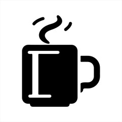 Tea break icon, black. Vector and glyph