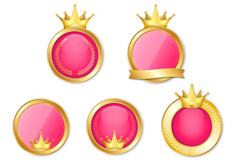 王冠メダル　ピンク - obrazy, fototapety, plakaty