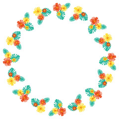 モンステラと元気な夏カラーのお花フレーム