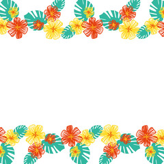 モンステラと元気な夏カラーのお花フレーム