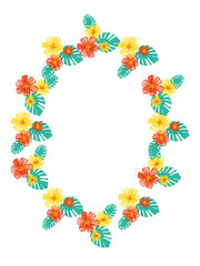 モンステラと元気な夏カラーのお花フレーム