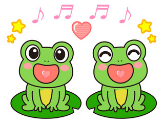 なかよしなカエルのイラスト素材2