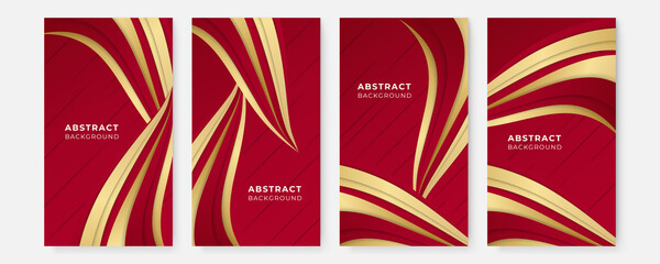 Red and gold cloth wave lines background