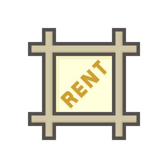 Land for rent vector icon. Real estate or property consist of vacant land lot with square shape and access road for housing subdivision, development, owned, sale, buy or investment. 64x64 pixel.