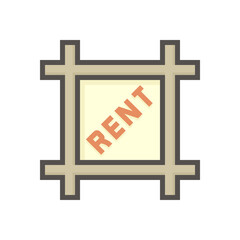 Land for rent vector icon. Real estate or property consist of vacant land lot with square shape and access road for housing subdivision, development, owned, sale, buy or investment. 64x64 pixel.