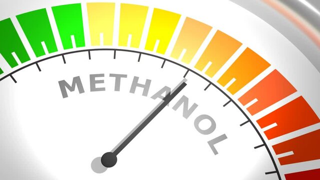 Methanol level scale. Concept of medicine and pharmacy