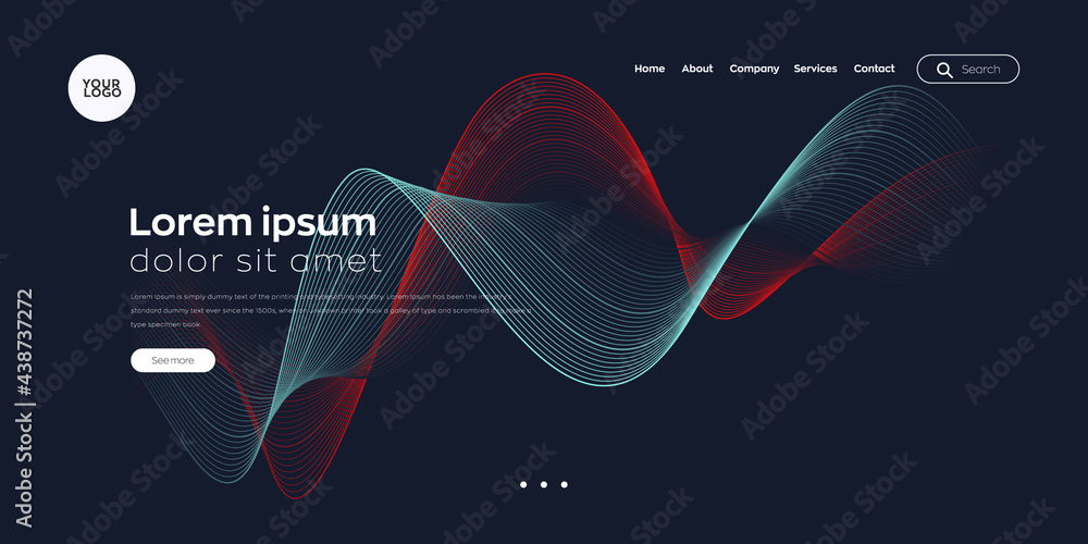 Poster landing page. web header vector line background for website, banner, template.