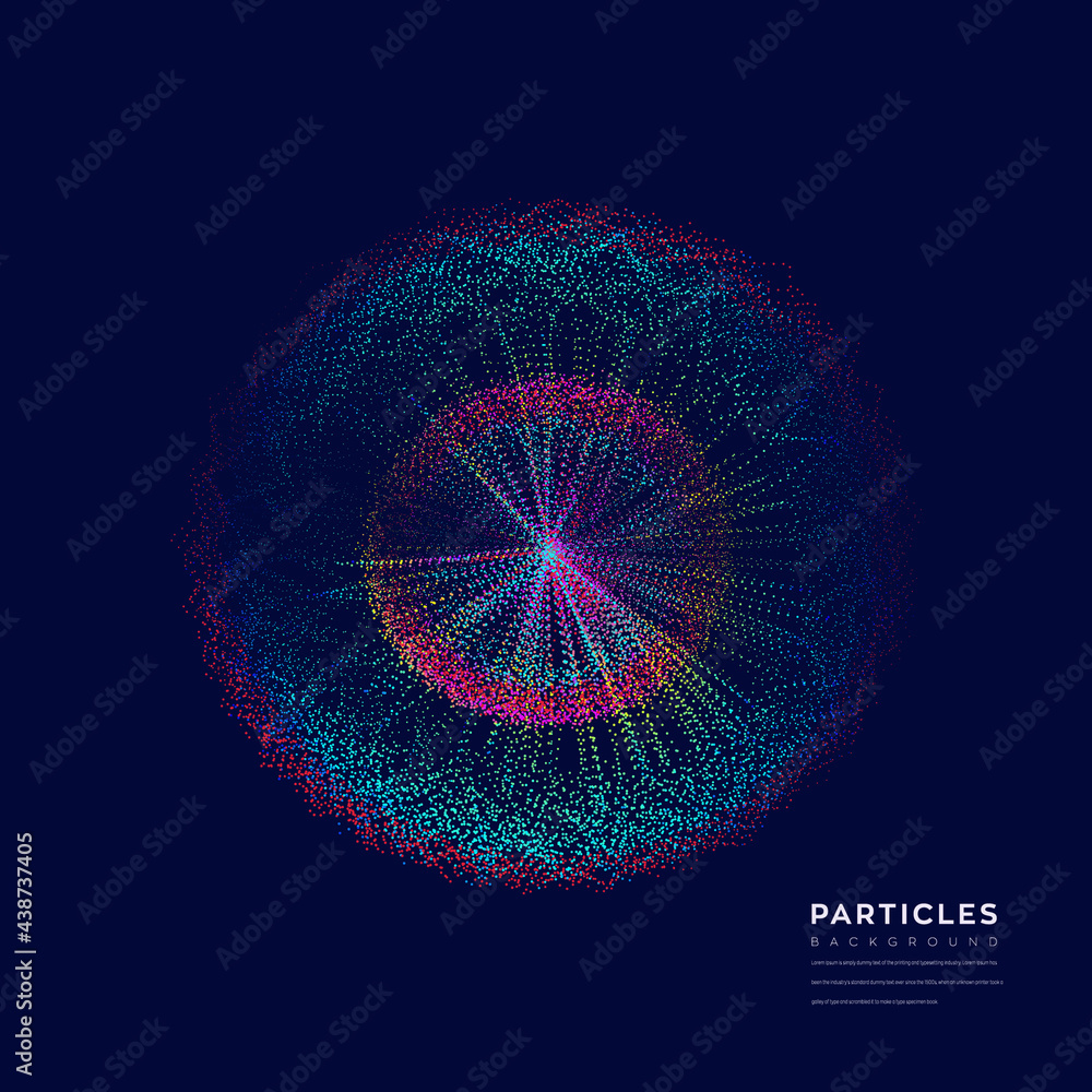 Poster abstract particle background with retina, wave graphic element, technology and big data vector illus