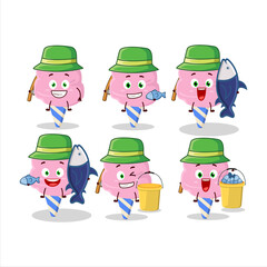 A fisherman cotton candy strawberry cartoon picture catch a big fish