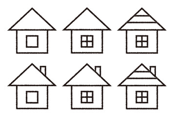 Clip art of simple houses.