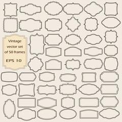Vector set of  Vintage frames, blank retro badges and labels. Illustration eps10