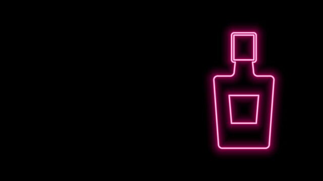 Glowing neon line Tequila bottle icon isolated on black background. Mexican alcohol drink. 4K Video motion graphic animation
