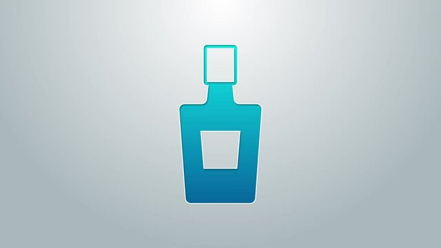 Blue line Tequila bottle icon isolated on grey background. Mexican alcohol drink. 4K Video motion graphic animation