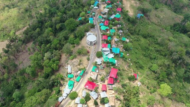 Aerial view of Lushai, an heritage small village in Sajek Valley, near Bagaichhari township, Chittagong, Bangladesh.
