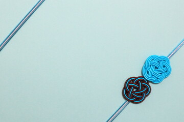 水引細工　和風背景　梅結び　背景水色