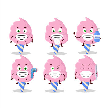 A picture of cotton candy strawberry cartoon design style keep staying healthy during a pandemic